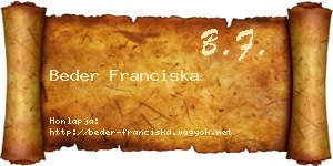 Beder Franciska névjegykártya